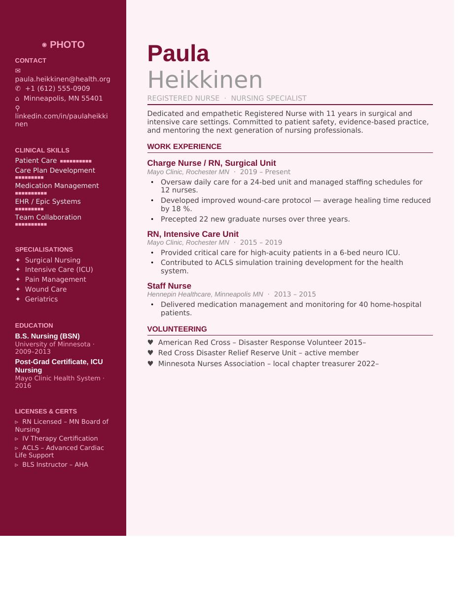 Berry Modern CV template preview