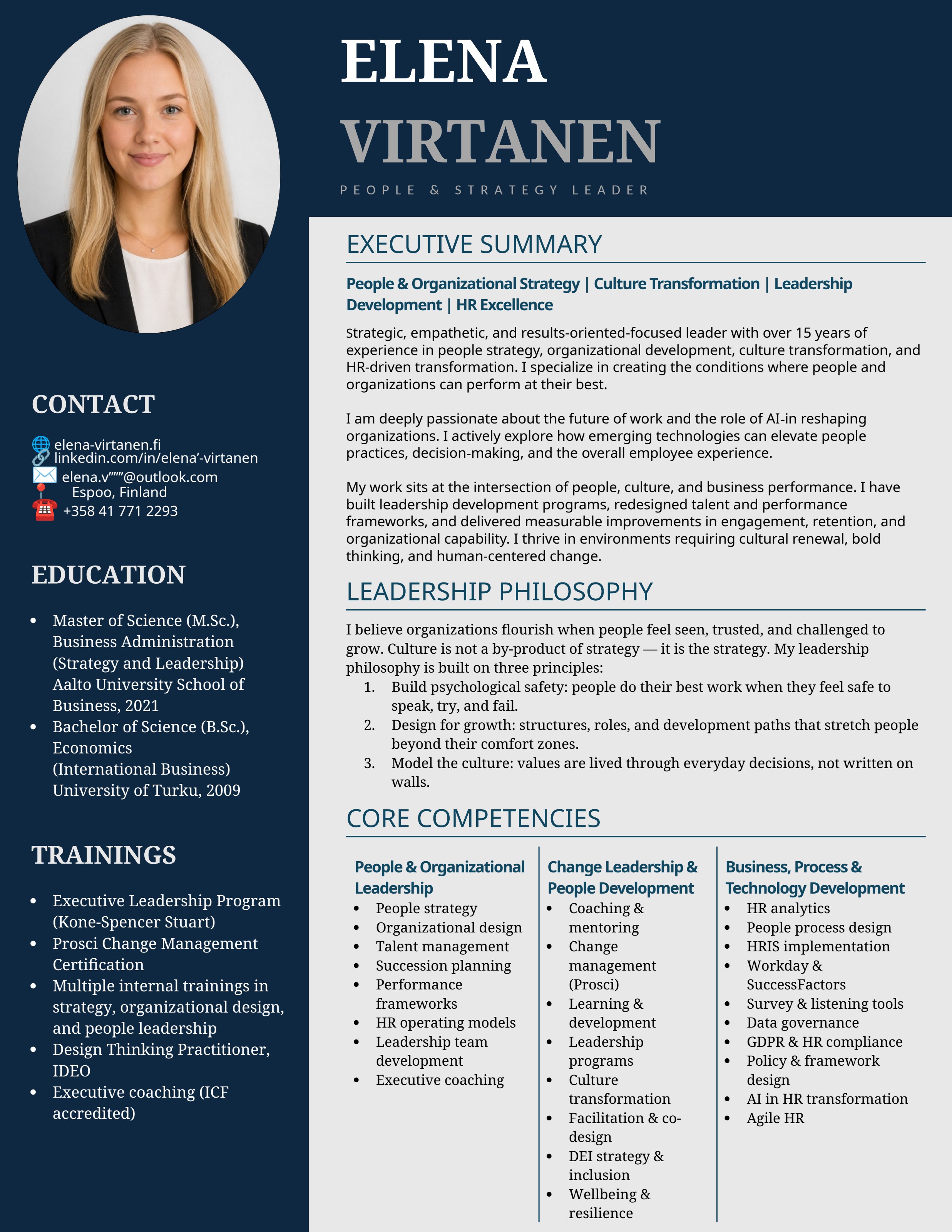 Executive People & Strategy CV template full preview