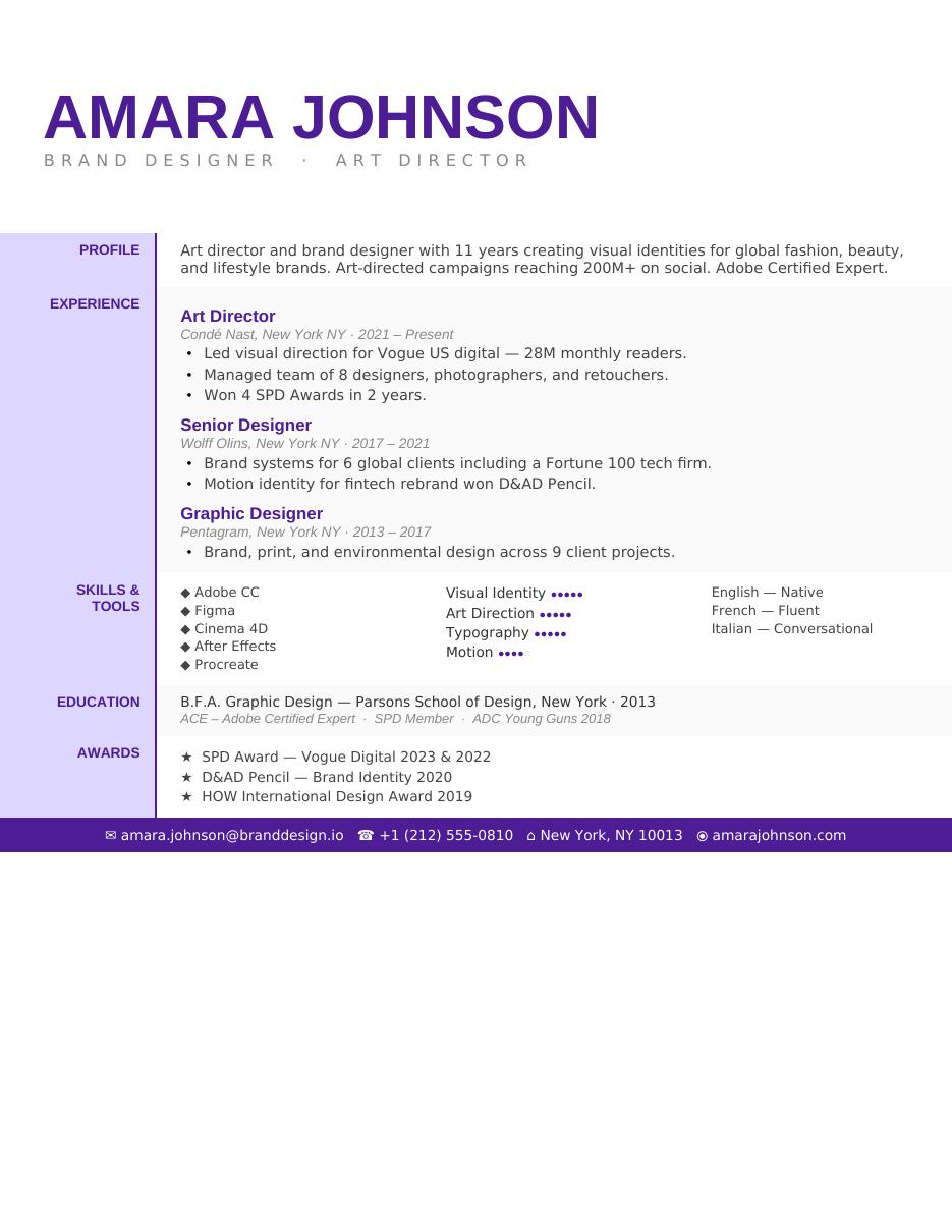 Labelled Rows CV template preview
