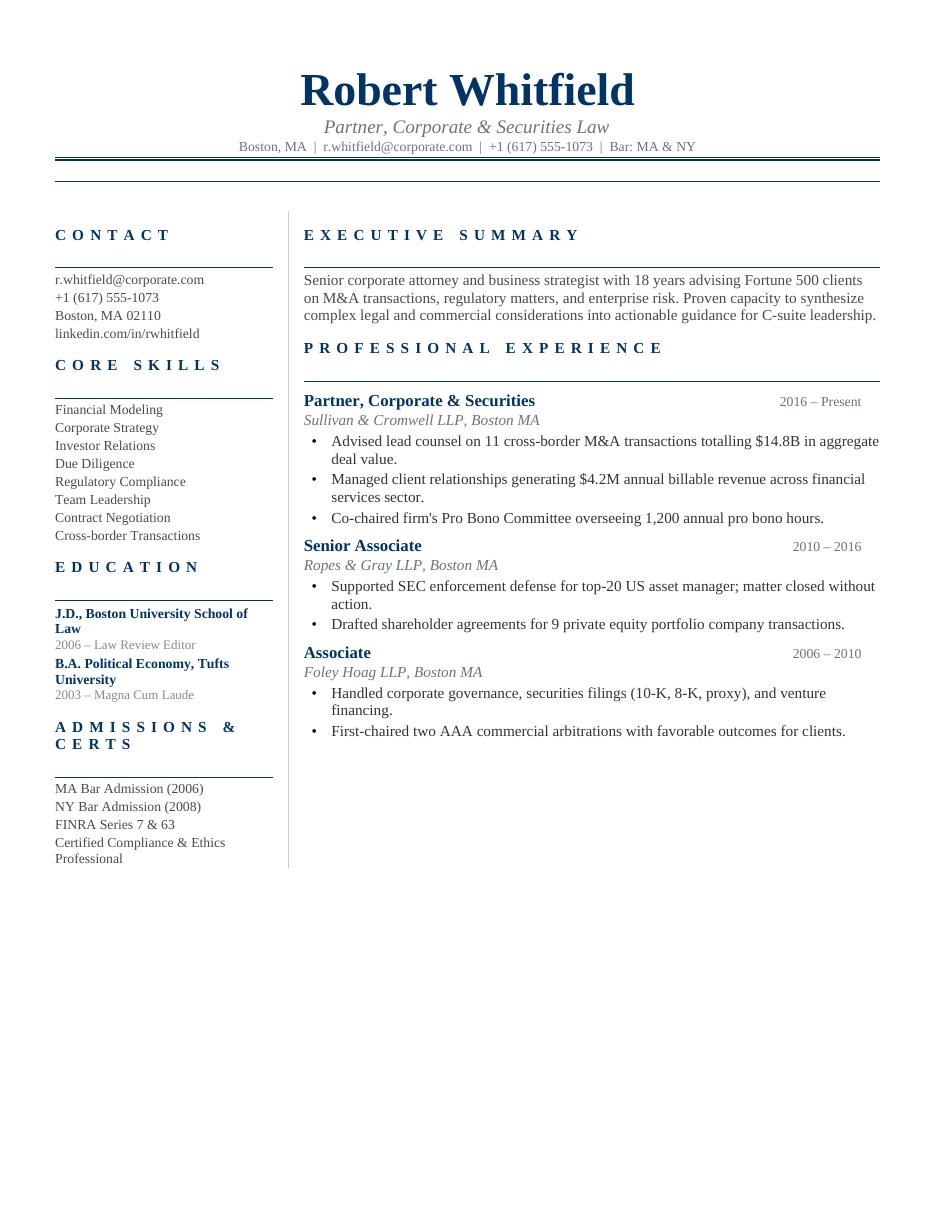 Corporate Resume CV template preview
