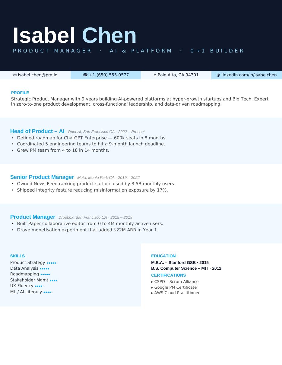 Stacked Cards CV template preview